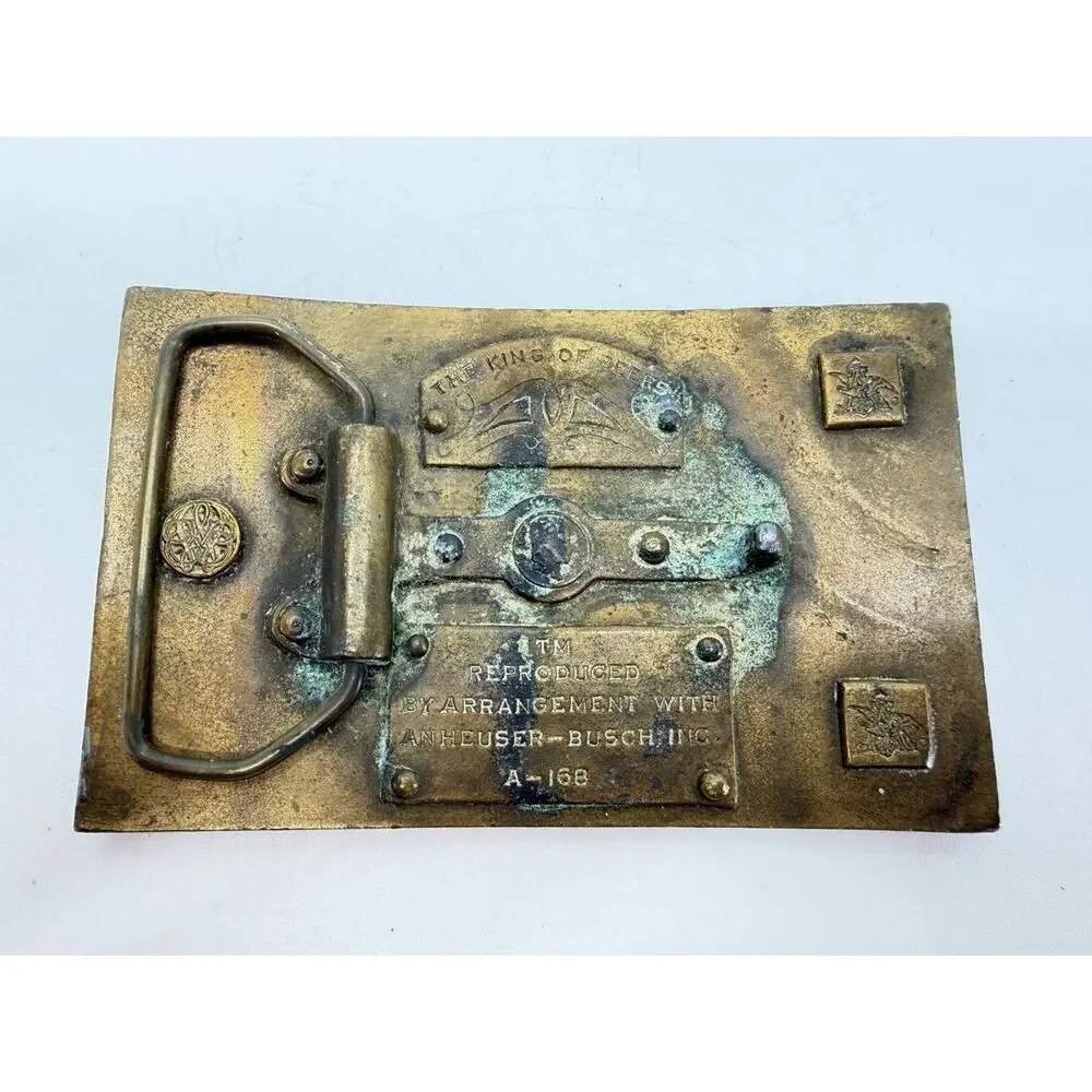 Vintage Budweiser Lager Beer Brass Tone Belt Buckle Anheuser Busch A-168